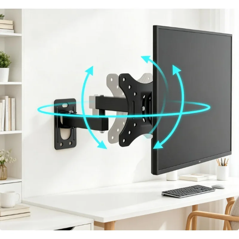 Schwenkbare, voll bewegliche TV-Monitor-Wandhalterung mit Neigungsverstellung für 10-32 Zoll flache und gewölbte Fernseher Image