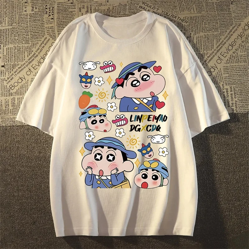 2026 Sommer Crayon Small New Multi-Image Full-Print 100% Baumwolle Oversize T-Shirt für Erwachsene, Kinder und Eltern-Kind-Partner Image
