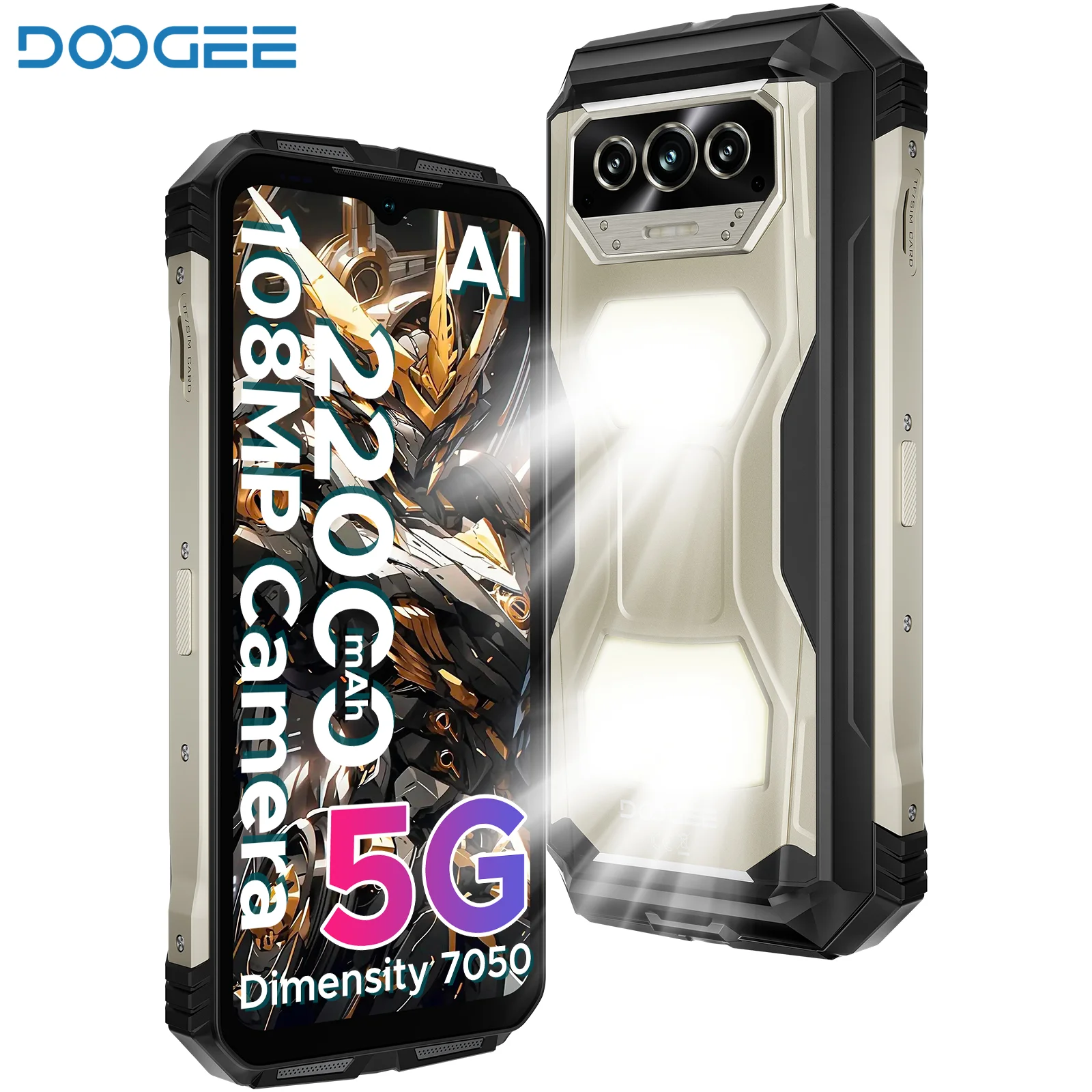 DOOGEE V Max S 5G Outdoor-Smartphone 6,58 Zoll 120Hz 22000mAh Akku 24GB RAM + 256GB ROM 108MP Kamera Duale Campingbeleuchtung NFC Smartphone