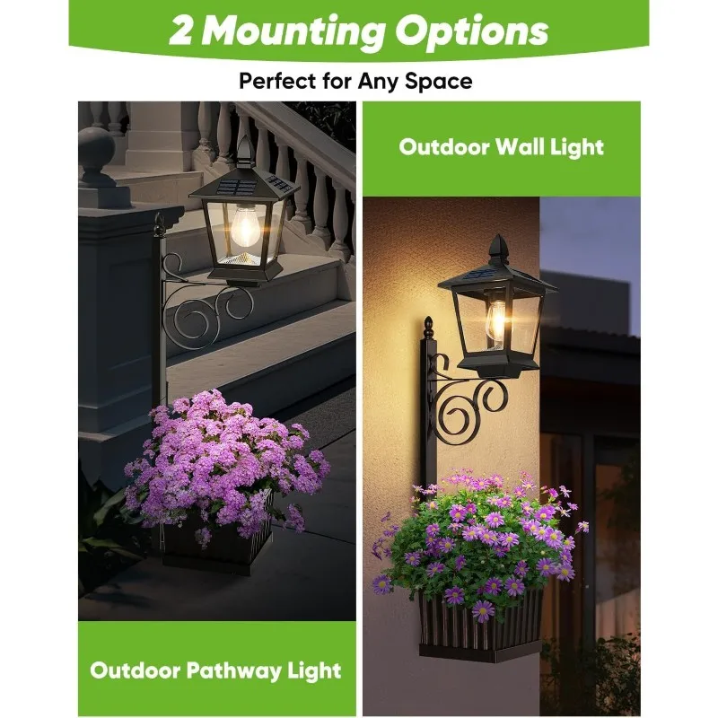 【TRENDPRODUKTE】Solar-Pflanzgefäßleuchten zur Wandmontage/Aufstellung, Solar-Blumentopf für den Außenbereich, Solar-Lampenpfahl mit Pflanzgefäß für Garten, Terrasse, P Image