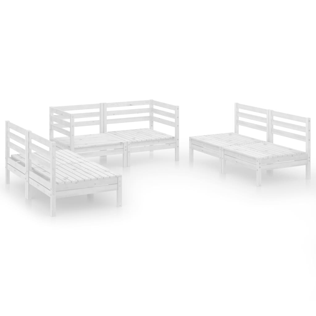 vidaXL 6-tlg. Garten-Lounge-Set Weiß Massivholz Kiefer Image