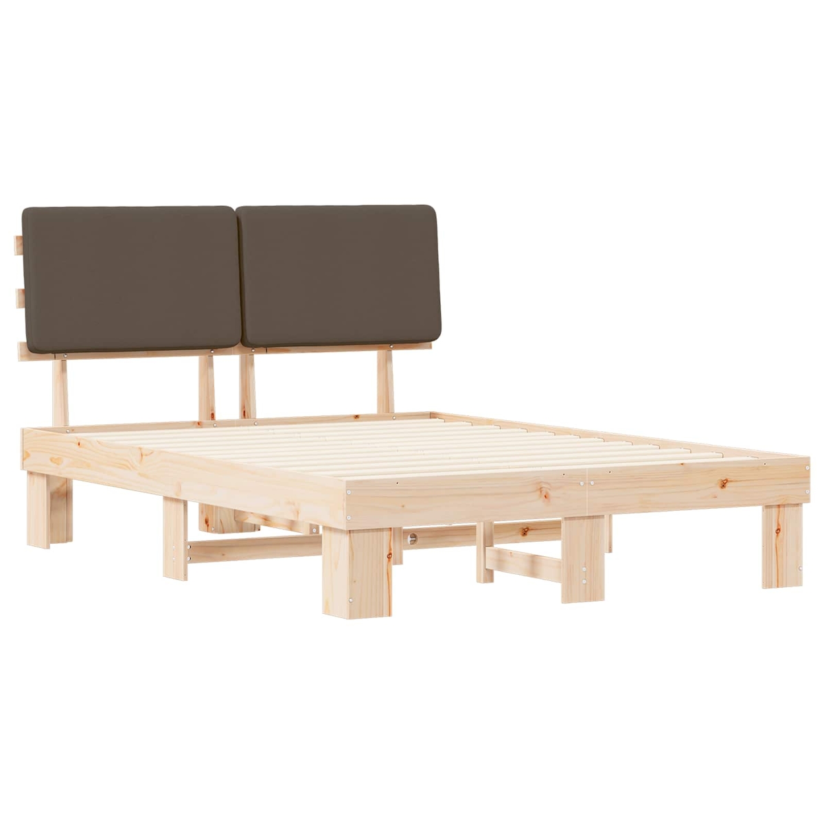 vidaXL Bettgestell mit gepolstertem Kopfteil Taupe 140 x 190 cm Image