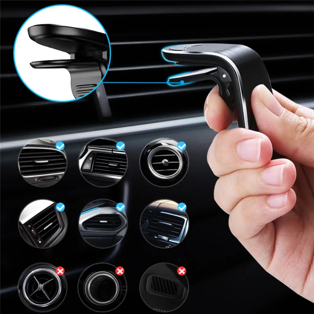 Magnetic Car Phone Holder Air Vent Magnet Mount GPS Smartphone Phone Holder in Car for IPhone Samsung L-Type Universal