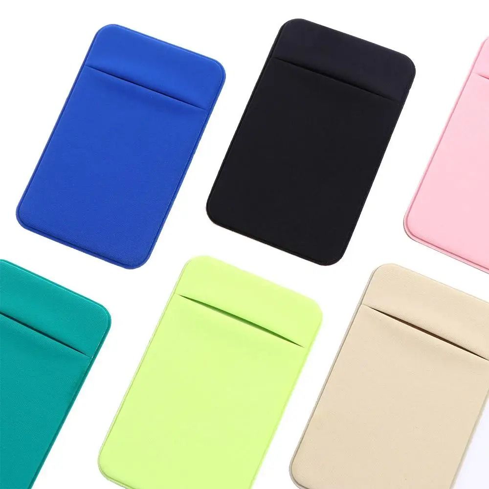 Elastic Cell Phone Card Holder Slim Lycra Adhesive Mobile Wallet & ID Pocket black