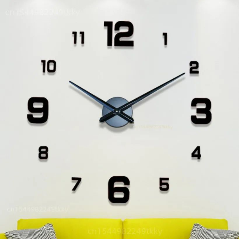 3D DIY Wall Clock Luminous Frameless Modern Wall Clock Decor 4