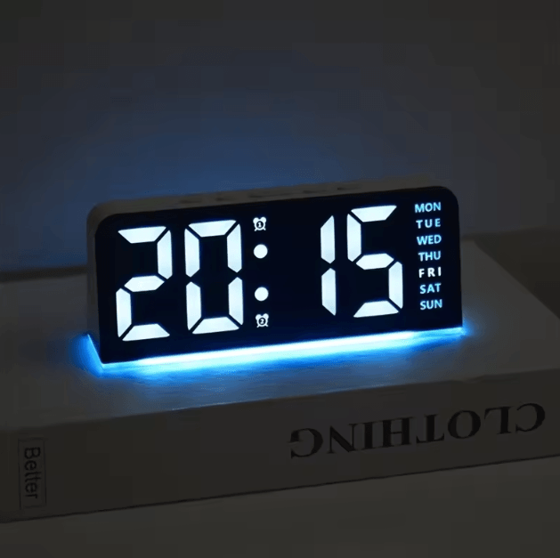 Digital LED Alarm Clock With Dual Alarms & Night Light Modern Bedside Desk Clock With Date Display black Shell pink