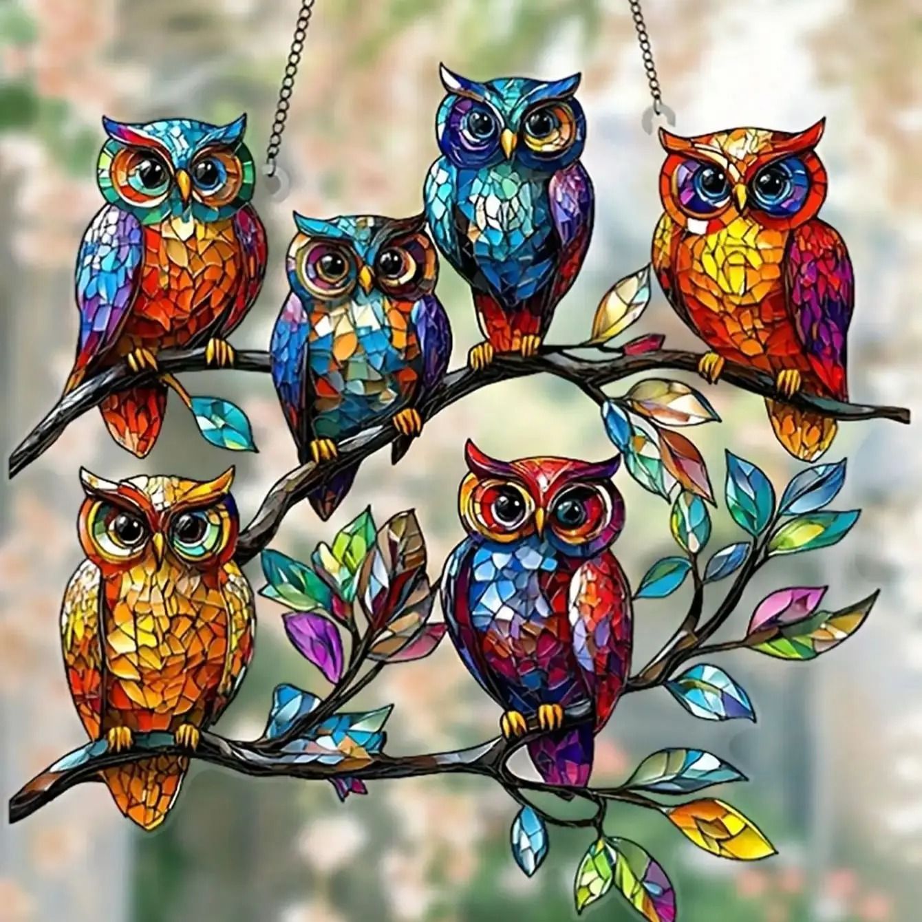 Colorful Owl Pendant Light Decorative Animal Hanging Lamp For Home Decor 20 Cm d