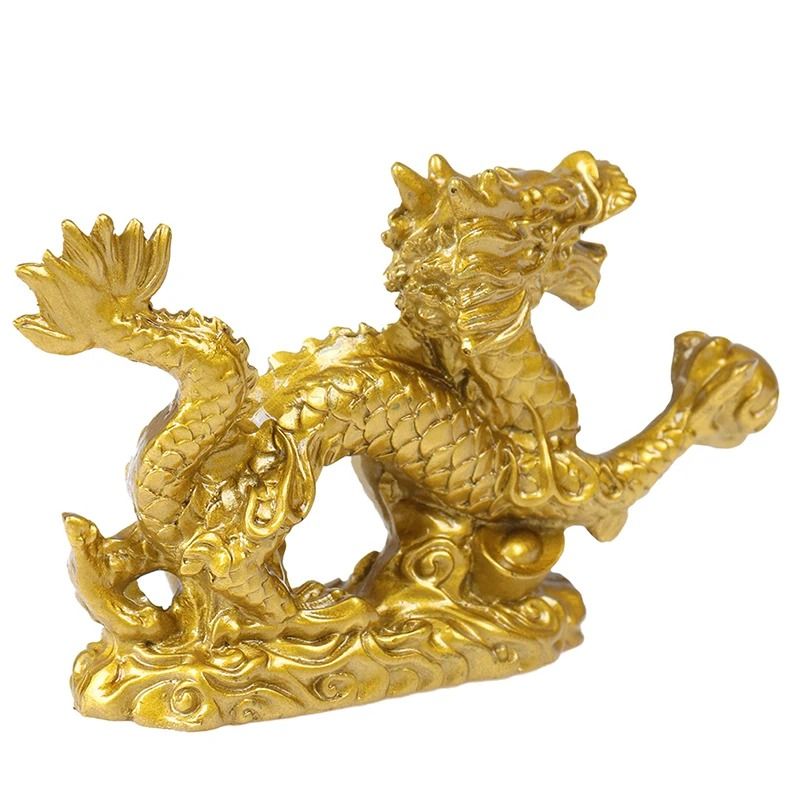 Golden Dragon Statue Chinese Zodiac Feng Shui Desk Decor Golden Dragon Statue Chinese Zodiac Feng Shui Desk Decor