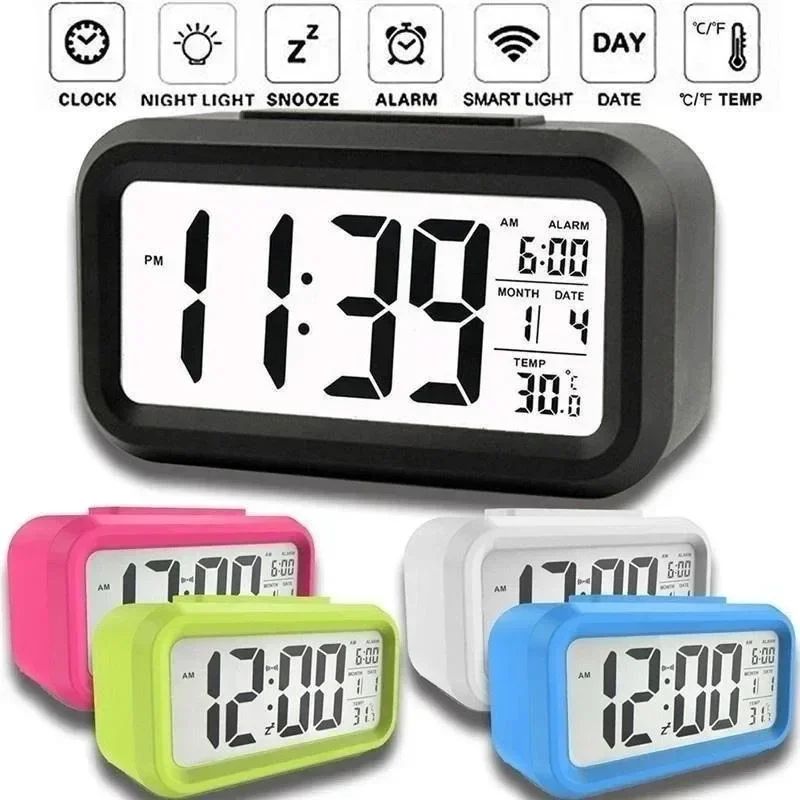 LED Digital Alarm Clock Multifunction Desk And Wall Display green