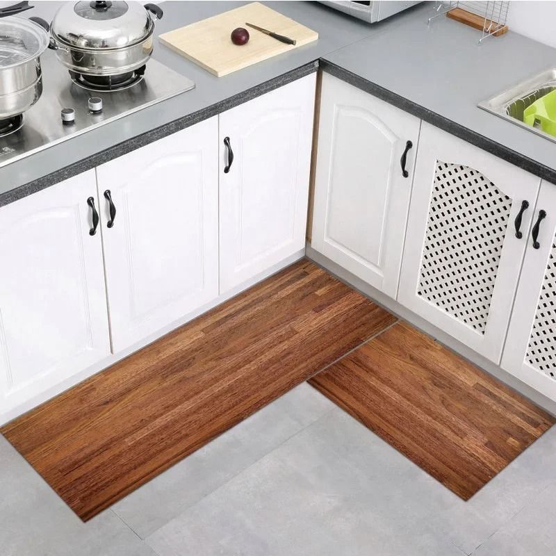 Modern Wood Grain Printed Floor Mat | Non Slip Kitchen & Bathroom Runner | Minimalist Entrance Doormat For Home Decor 1 60 X 90 Cm