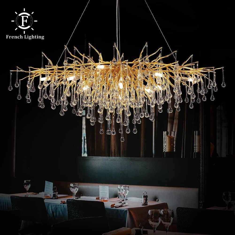 Nordic Gold Crystal Chandelier Luxury LED Ceiling Light 11 gold Body cold White
