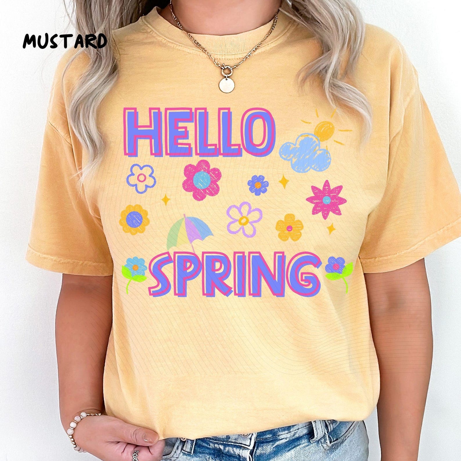 Hello Spring Shirt Colorful Floral Spring Graphic Tee Cute Spring Outfit Gift black l sweatshirt