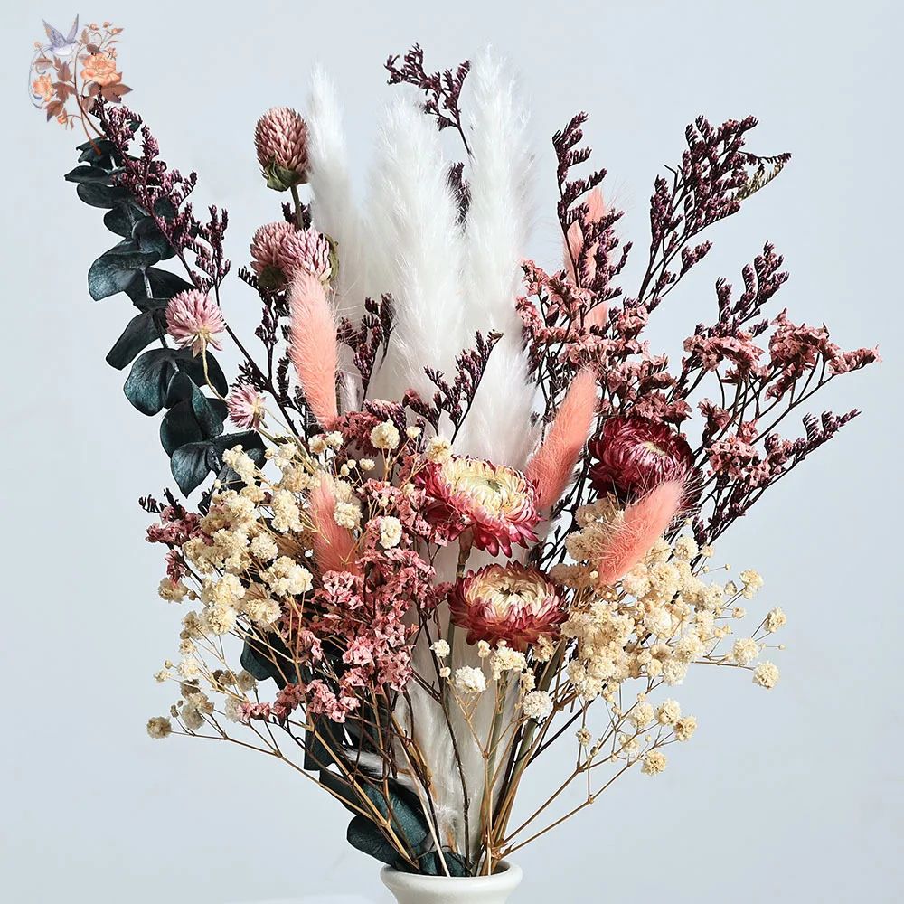 Boho Dried Flower Bouquet With Pampas Grass And Eucalyptus For Wedding Centerpieces & Home Decor d