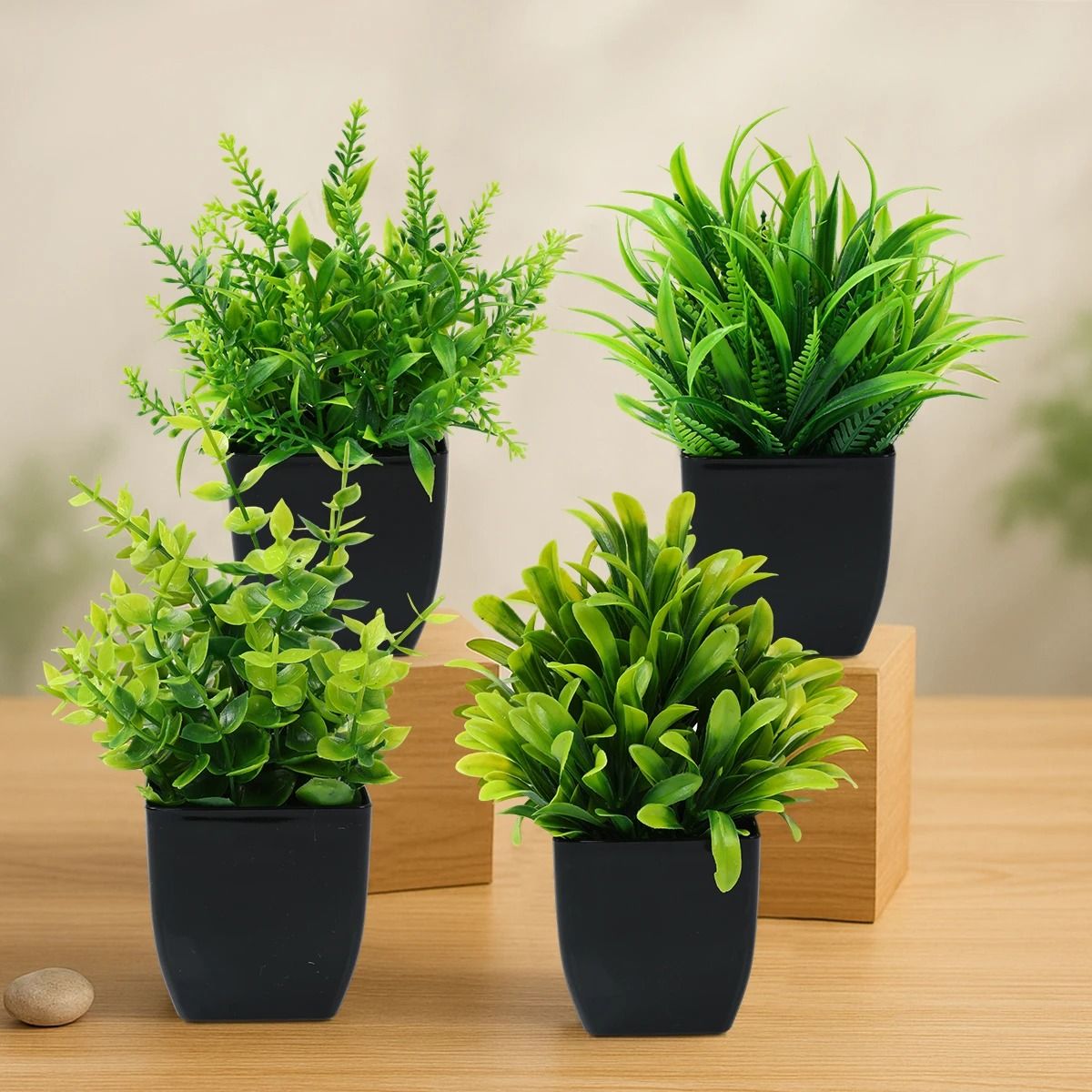 Mini Artificial Potted Bonsai Tree | Simulation Green Grass Plant | Modern Home Office Desk Ornament & Garden Decor style 73