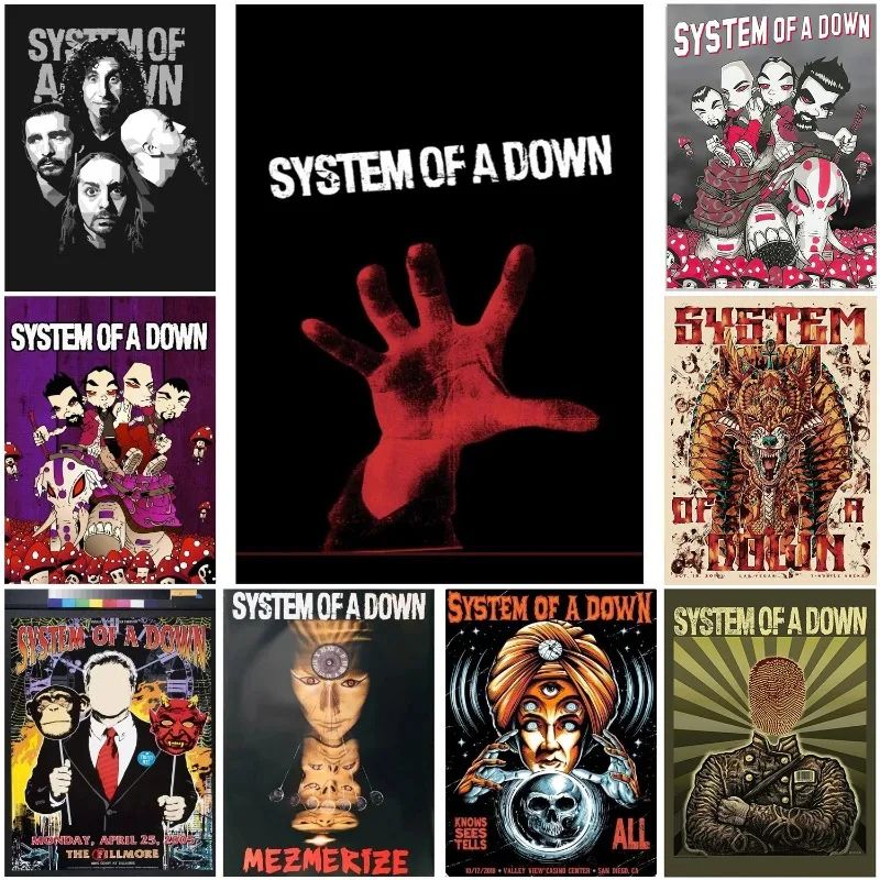System Of A Down Band Poster Canvas Heavy Metal Music Wall Art For Bedroom, Living Room & Home Decor 11 19.69 27.56 In Unframed