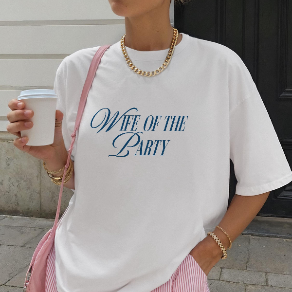 Wife Of The Party Shirt Bachelorette Bride Party Graphic Tee Wedding Outfit black l t Shirt