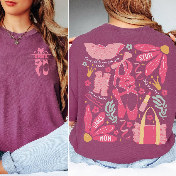 Dance Mom Essentials Shirt Trendy Back Print Graphic Tee Cute Recital Mom T Shirt blue s t Shirt