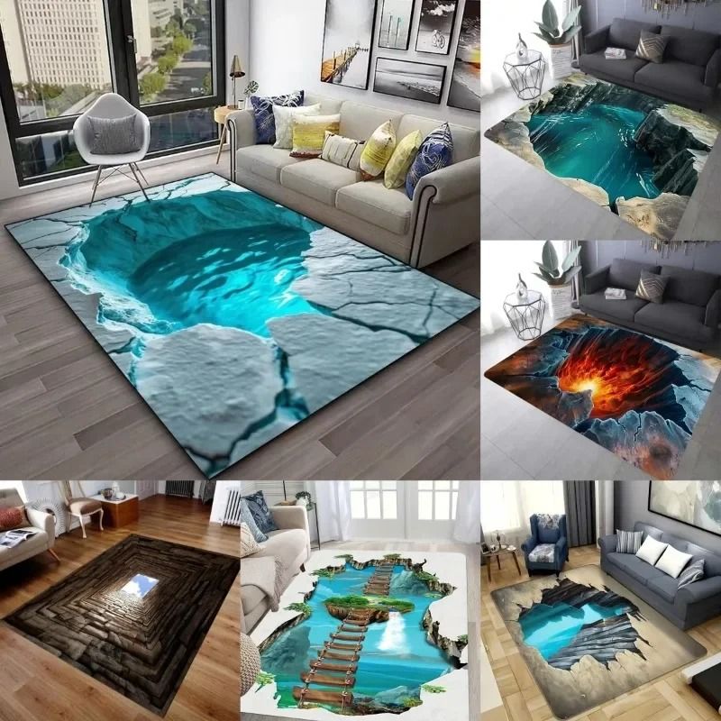 3D Ocean Desert Crack Rug Non Slip Washable Beach Style Carpet 06 50x80 Cm