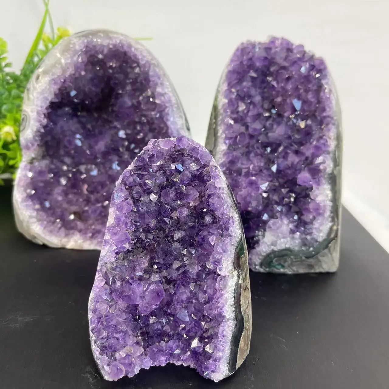 Natural Deep Purple Amethyst Geode Crystal Cluster 1.76 1.98 Lb