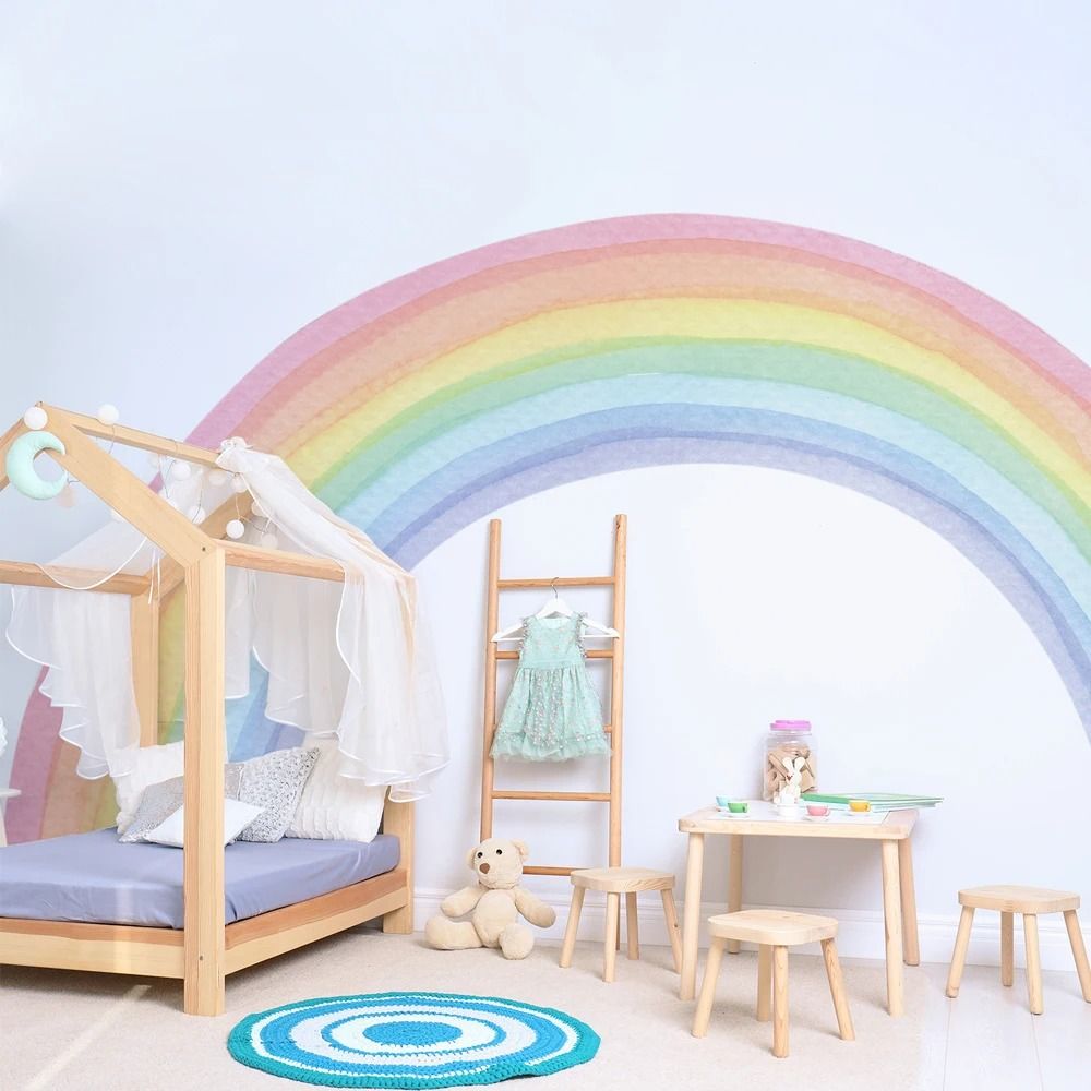 Large Pastel Rainbow Wall Stickers Nursery Wall Decals For Kids Room Decor xl