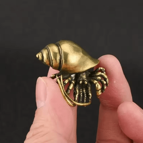 Vintage Brass Hermit Crab Figurine Handmade Sea Animal Desk Decor Ornament Vintage Brass Hermit Crab Figurine Handmade Sea Animal Desk Decor Ornament