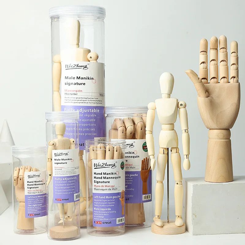 Artisan Pose Wooden Drawing Mannequin With Rotatable Limbs 18.5cm Left