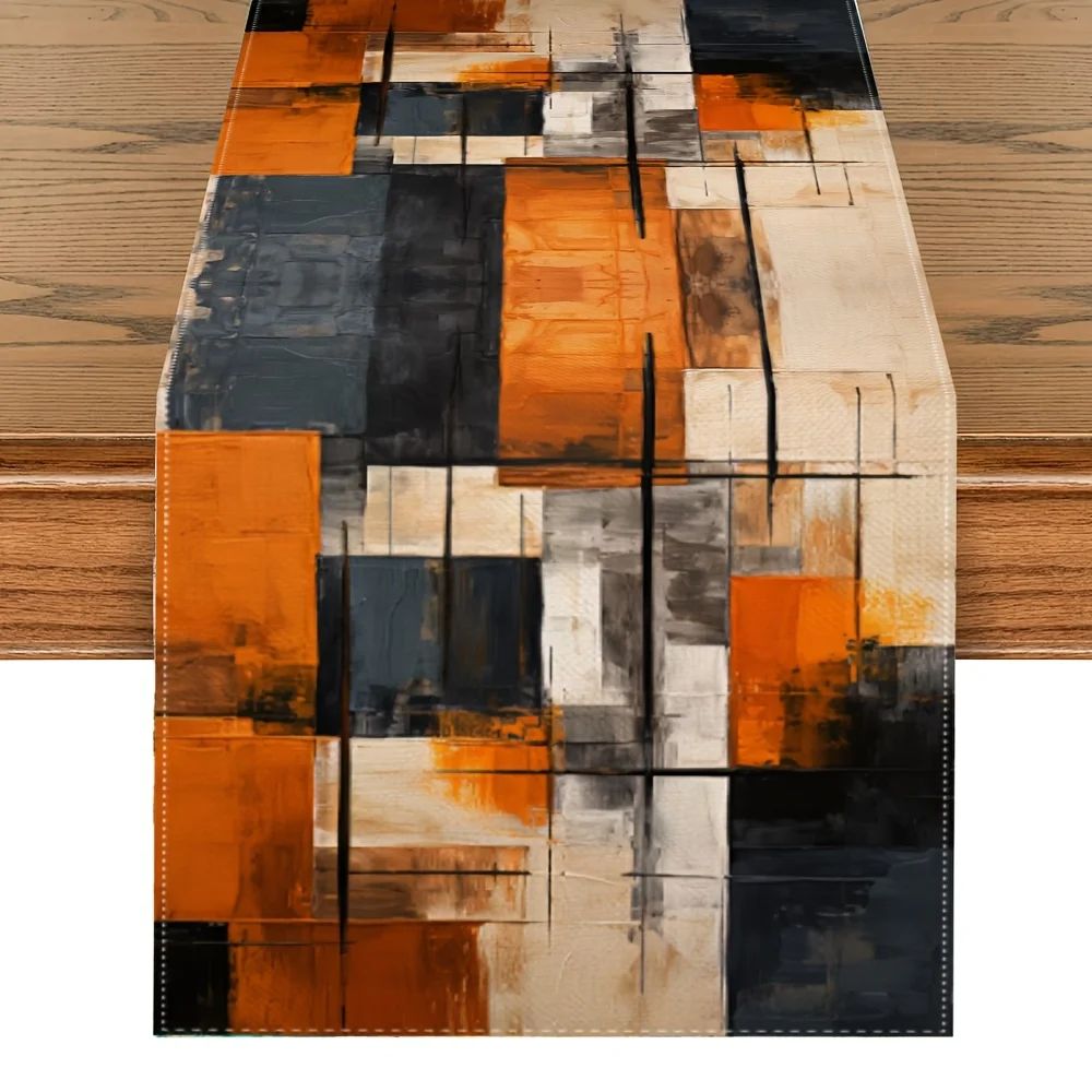 Abstract Linen Table Runner Decor a 200x33cm 78.7x13inch