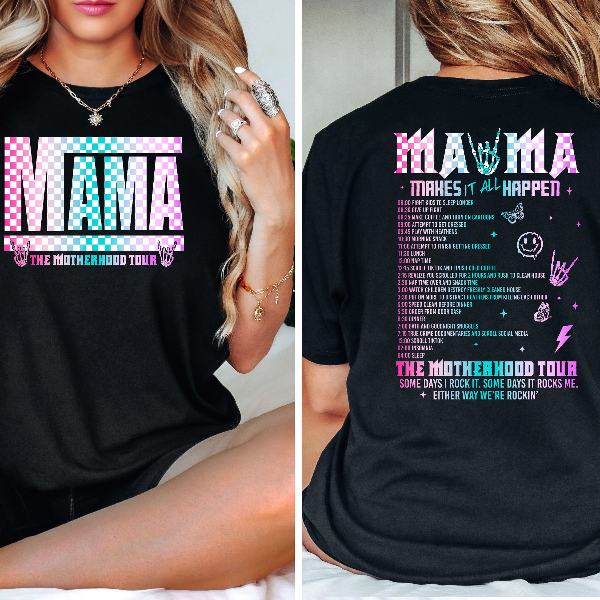 Mama Motherhood Tour Shirt, Rocker Mom Tee, Mother's Day Gift black l sweatshirt