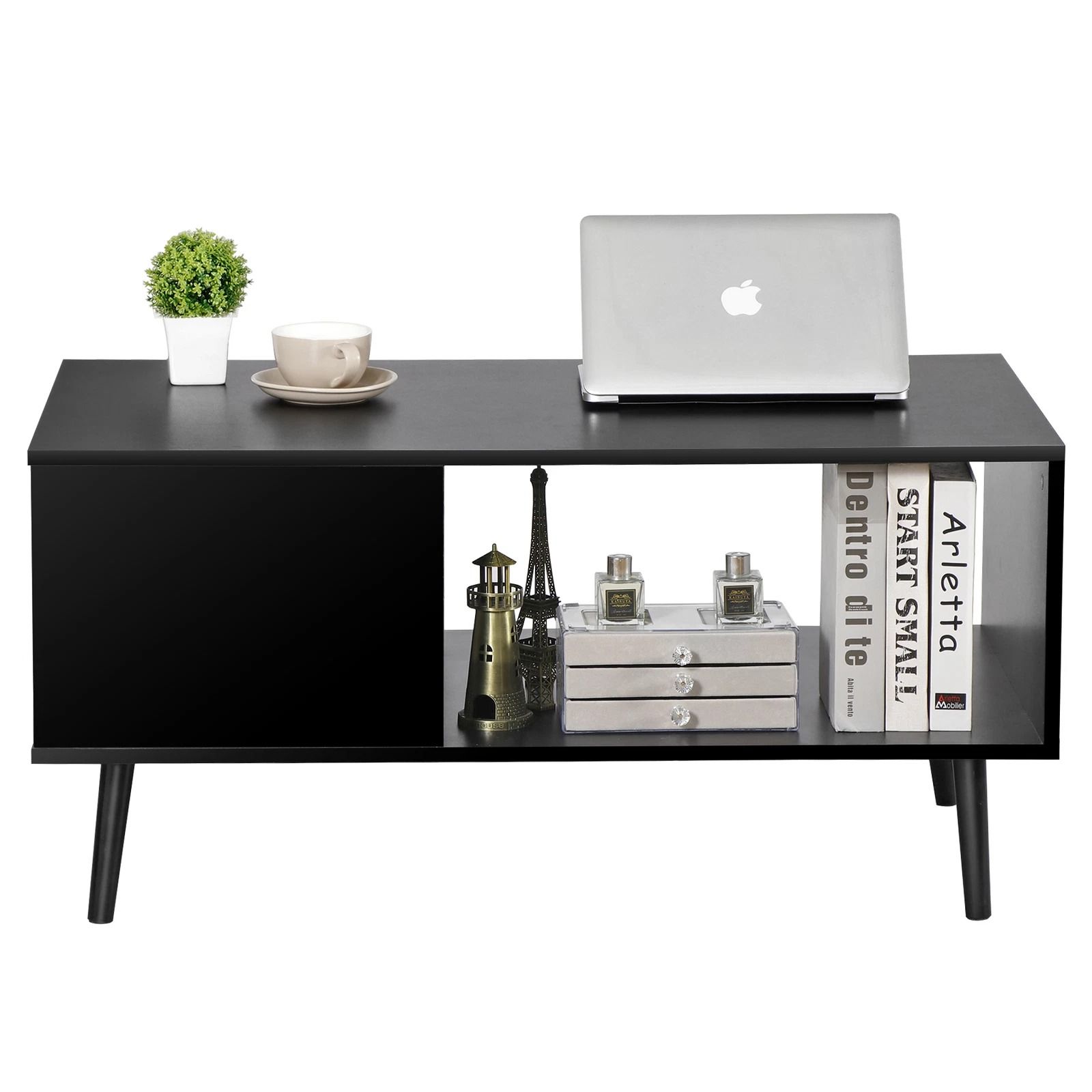 Modern Wooden Coffee Table With Storage Shelf Black Living Room Accent Furniture Modern Wooden Coffee Table With Storage Shelf Black Living Room Accent Furniture