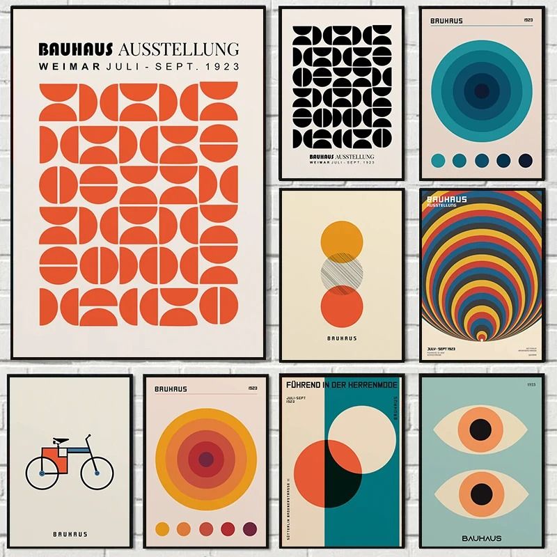 Abstract Bauhaus Wall Art Orange Geometric Canvas Poster Decor 14 30x45 Cm no Frame