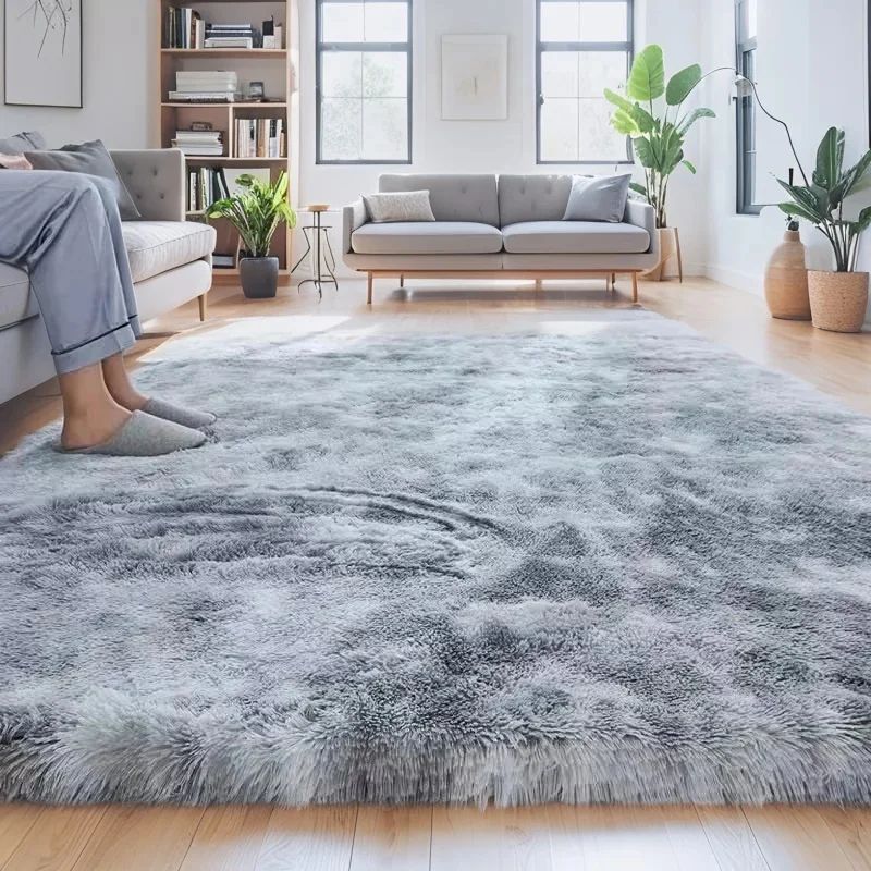 Ultra Soft Shaggy Area Rug Long Pile Non Slip Plush Carpet For Living Room & Bedroom Decor coffee 79 X 98 In