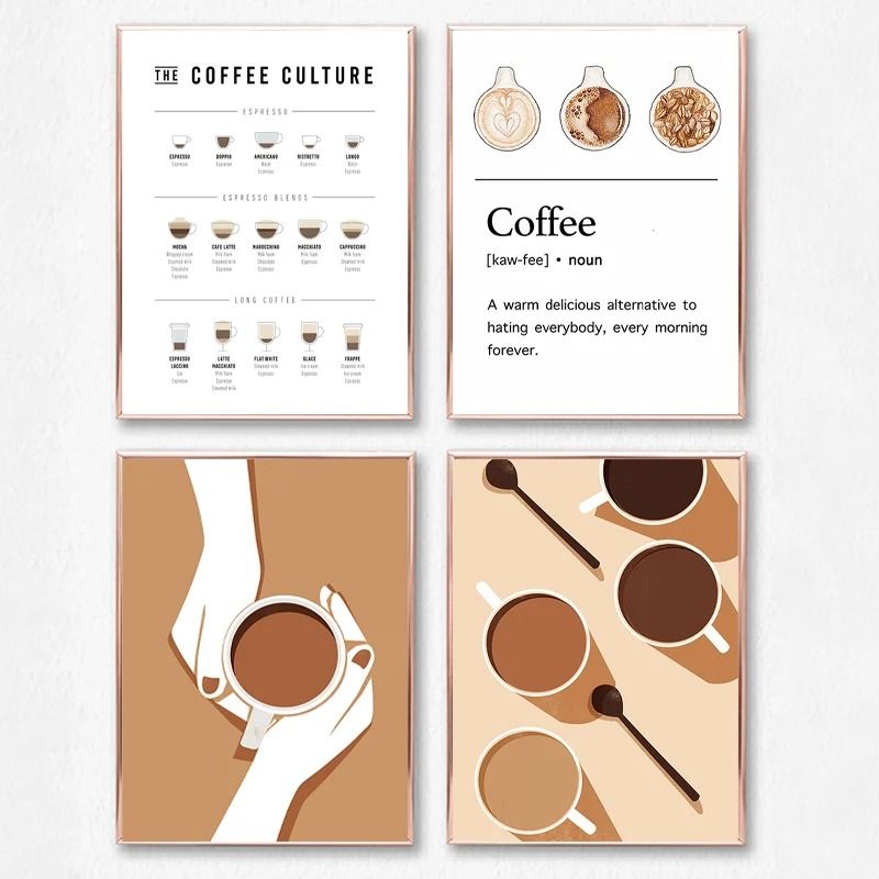 Coffee Guide Poster Modern Cafe Shop Menu Prints Nordic Coffee Culture Canvas Painting For Kitchen Wall Decor style 17 6x8 In