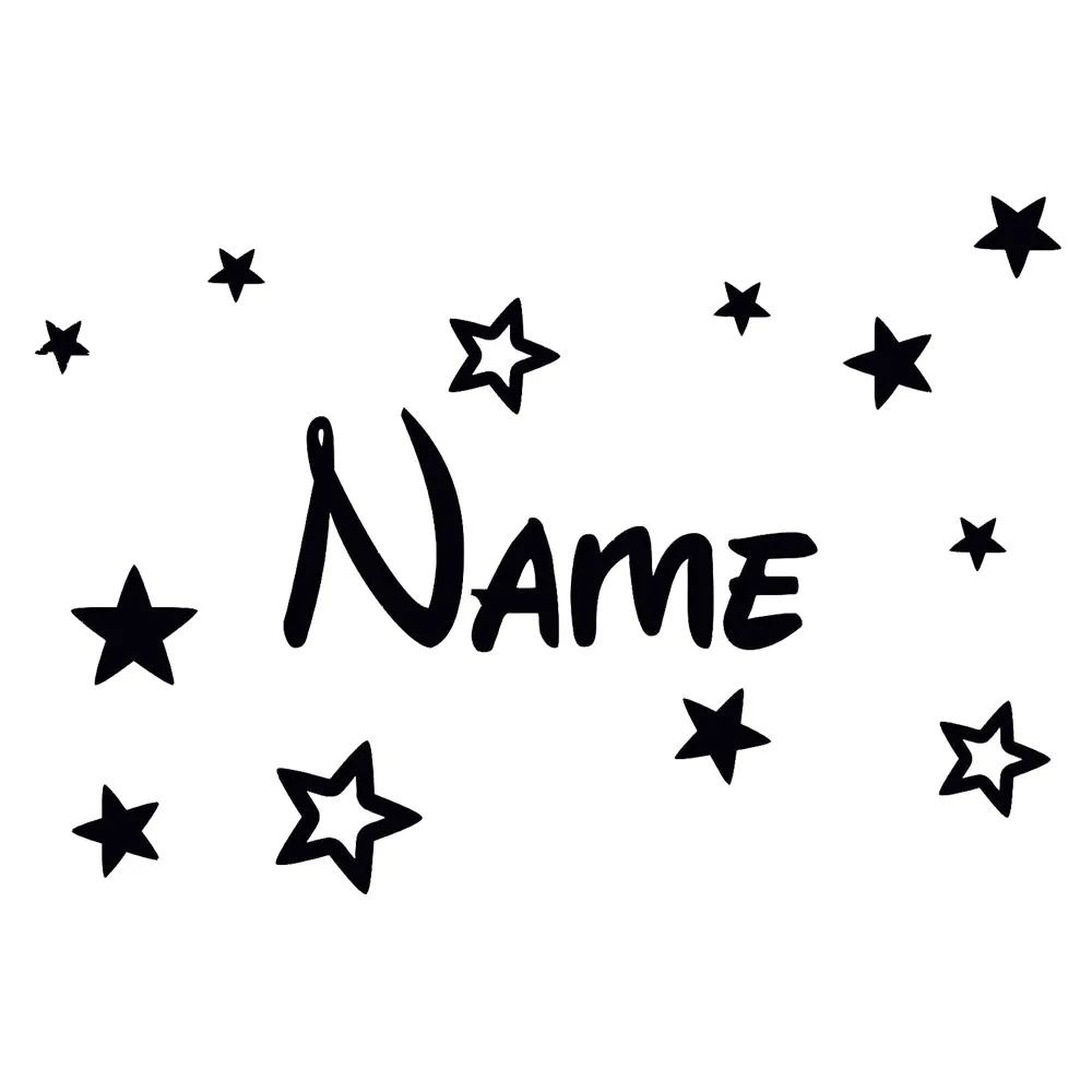 Personalized Kids Name Wall Sticker With Stars Custom Vinyl Nursery Decor green 57x37 Cm