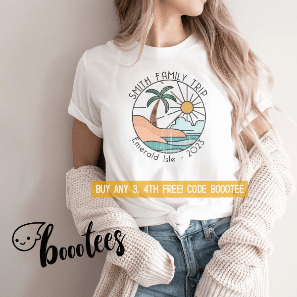Custom Family Vacation Shirts Personalized Matching Beach Trip Tees For Family mustard s sweatshirt