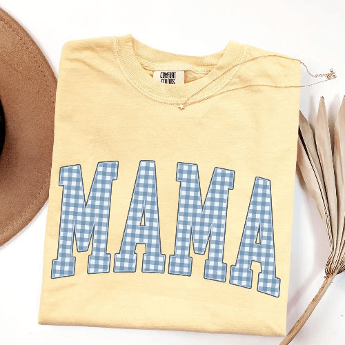 Comfort Colors Mama Shirt Gingham Mom Tee Cute Mothers Day Gift Shirt navy m sweatshirt