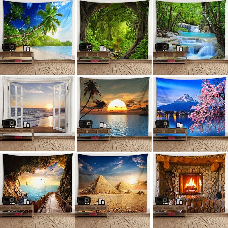 3D Window Forest Scene Wall Tapestry 15 90.55 59.06 In