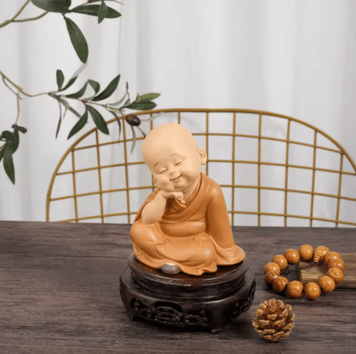 Cute Mini Monk Resin Figurine Buddha Style Desktop Decor & Gift cover Your Eyes