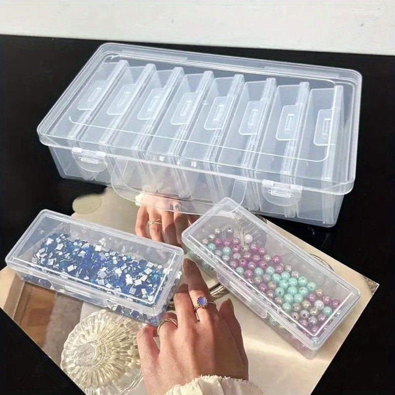 Clear Grid Jewelry Organizer Box Portable Storage Box For Beads Crafts And Accessories c