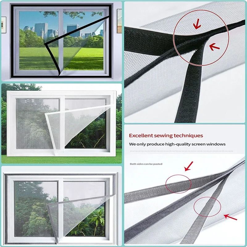 Summer DIY Window Screen Mesh Simple Self Adhesive Mosquito Net With 2cm Tape For Home & Office Protection 70.8 X 78.7 In (180x200cm)