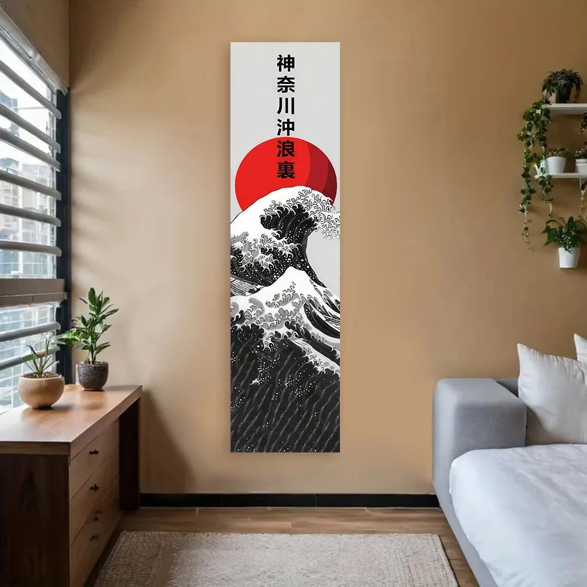 Japanese Wave Tapestry Red Sun Wall Art For Aesthetic Home Decor 1