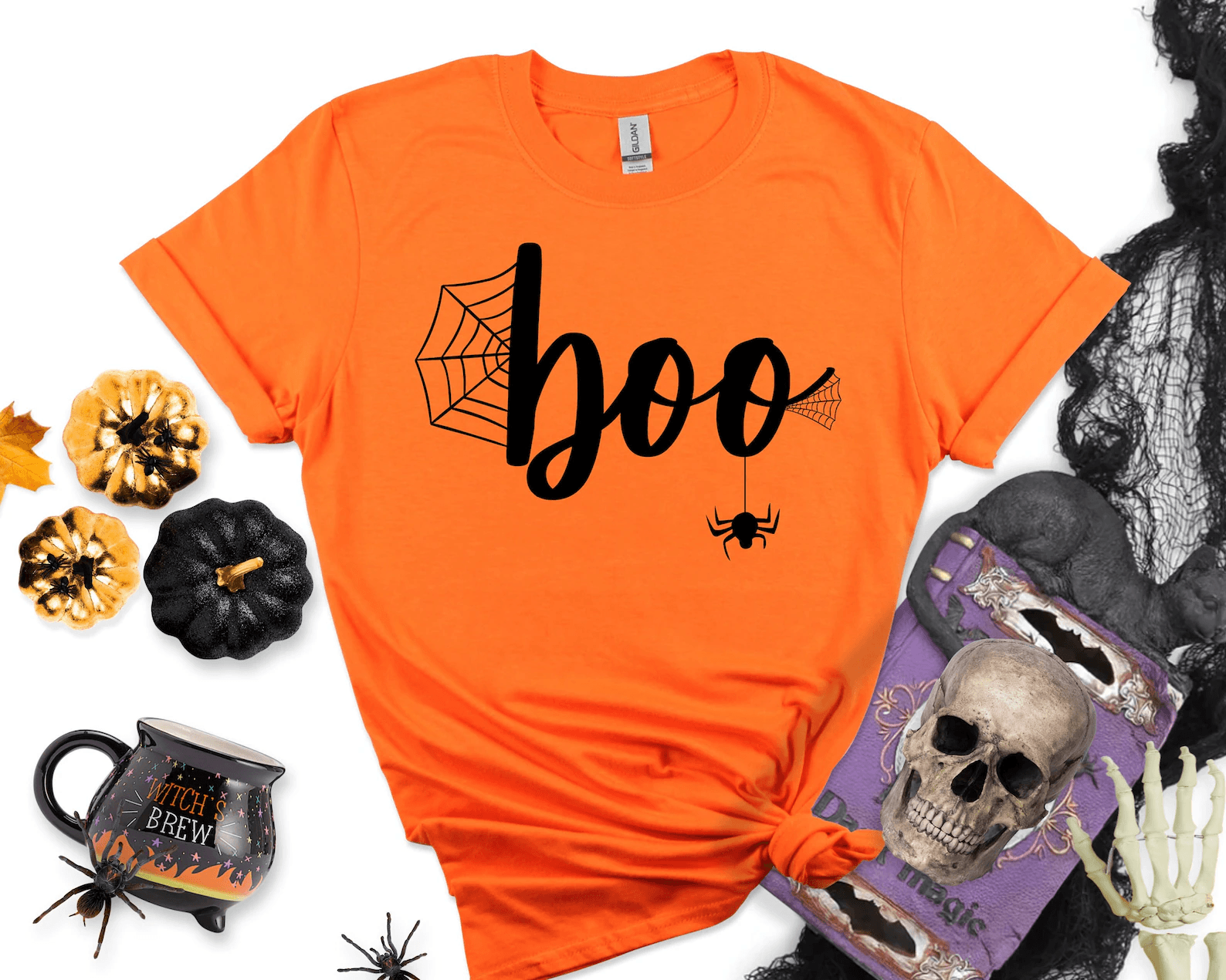 Boo Halloween Shirt Funny Witch Trick Or Treat Graphic Tee Cute Spooky Gift For Women light Orange 3xl t Shirt