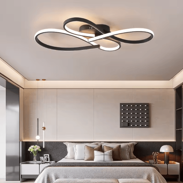 Modern Black LED Ceiling Chandelier Minimalist Ceiling Light Fixture For Living Room, Bedroom & Study l600xw320xh80mm dimmable Rc With App