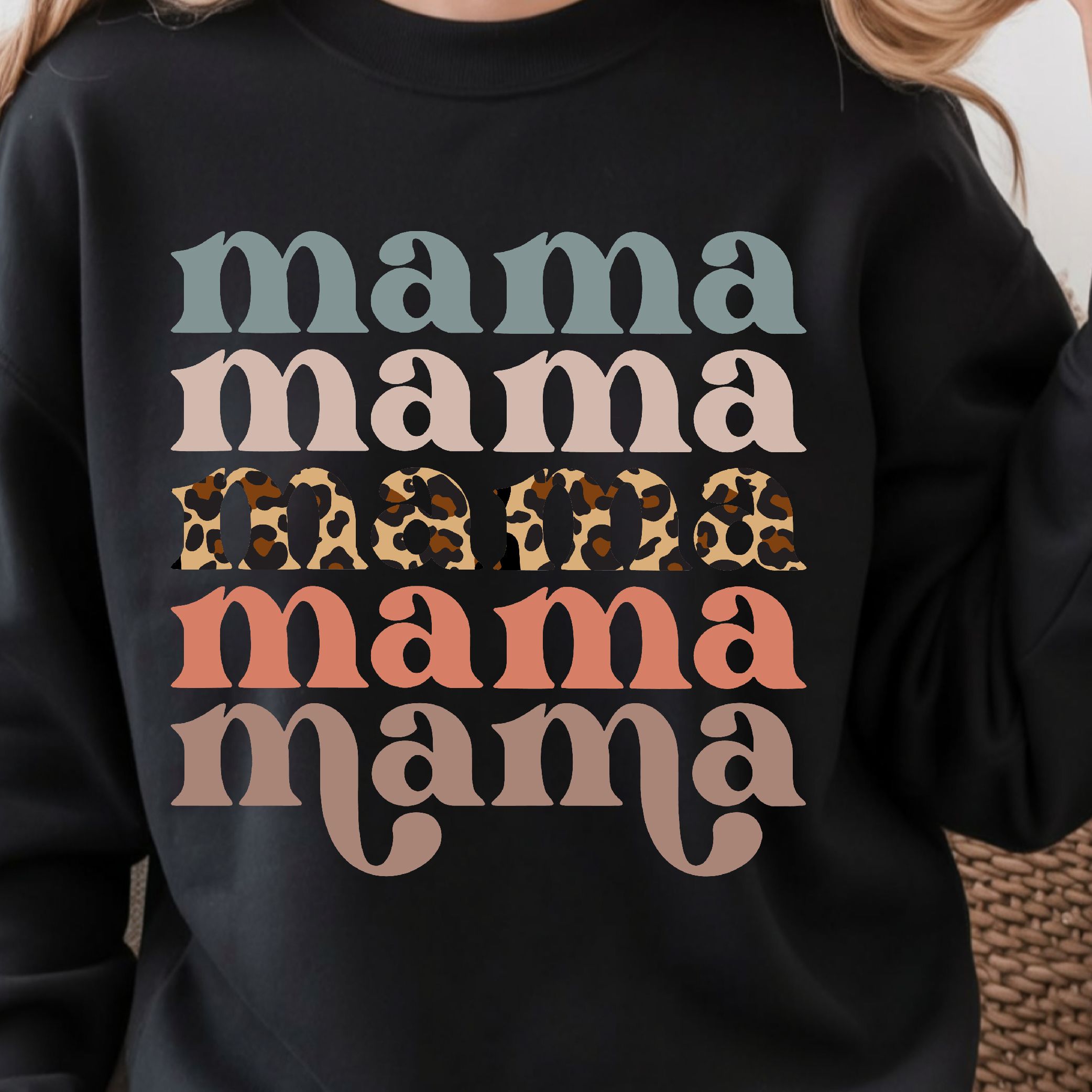 Retro Leopard Mama Shirt Motherhood Graphic Tee, Cute Mama Top navy Blue xl sweatshirt