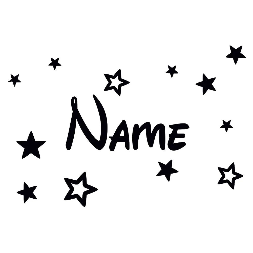 Personalized Name Wall Sticker With Stars For Kids Room Decor black 30x20cm