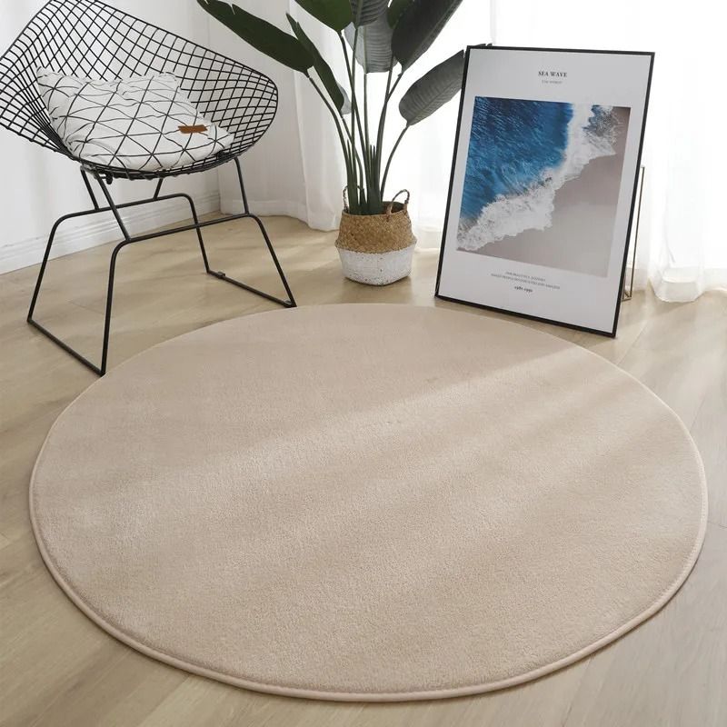 Soft Coral Velvet Round Area Rug Non Slip Modern Living Room Carpet grass Green 140x140cm (55x55 In)
