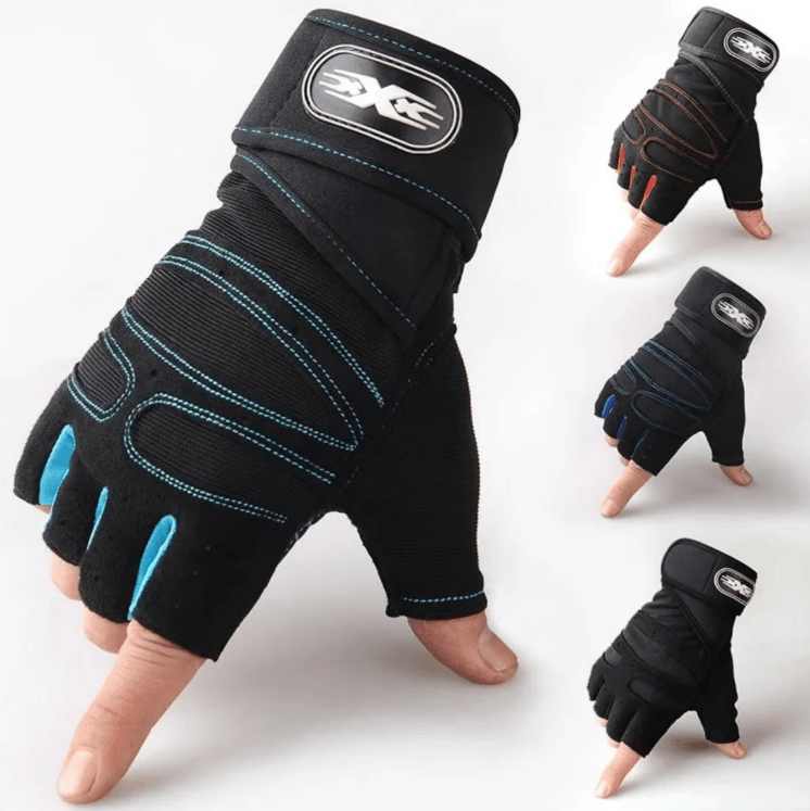 Shockproof Gym Gloves With Wrist Support Anti Slip Weight Lifting Training Gloves blue l
