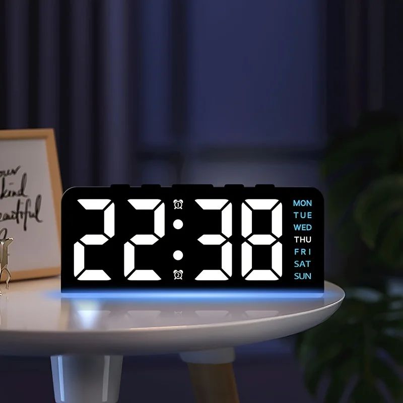 Dual Alarm LED Bedside Clock With Date Display, Snooze & Night Light 5