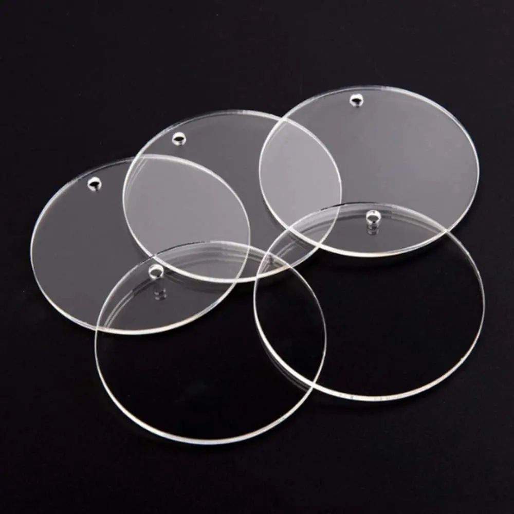 Clear Acrylic Round Ornament Blanks For DIY Craft 7.5cm With Hole 40pcs