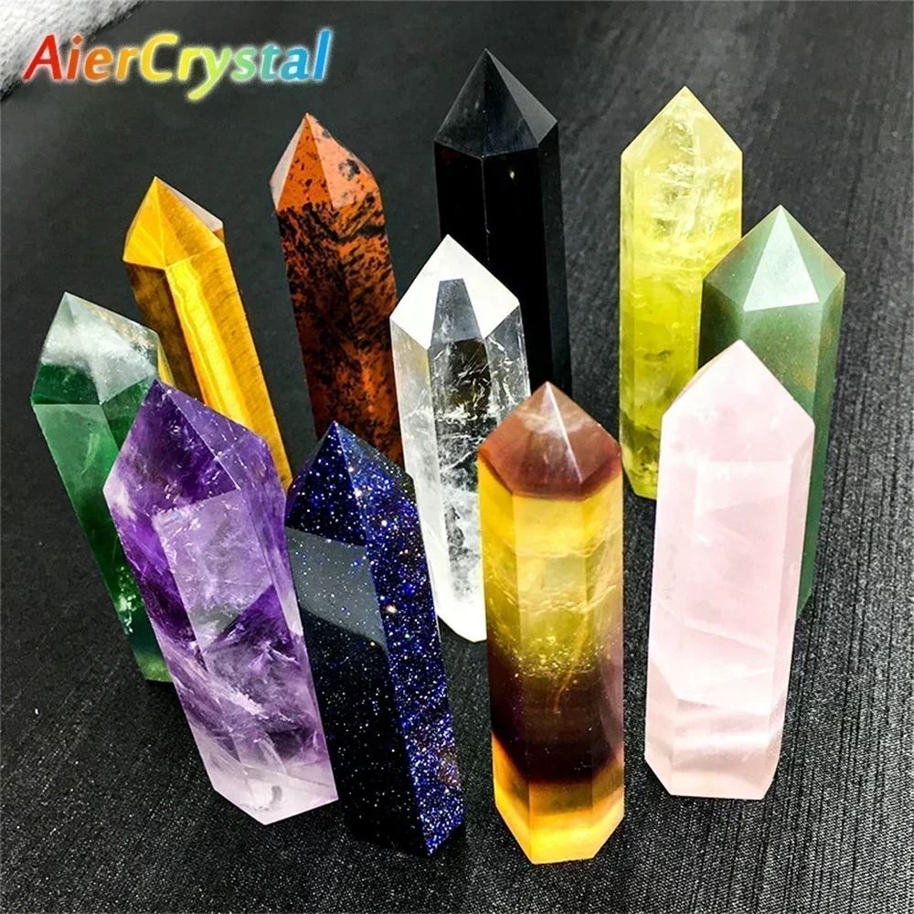 Crystal Wand Point Reiki Healing Crystals Rose Quartz And Amethyst Home Decor tiger Eye Stone 40 50 Mm one Piece
