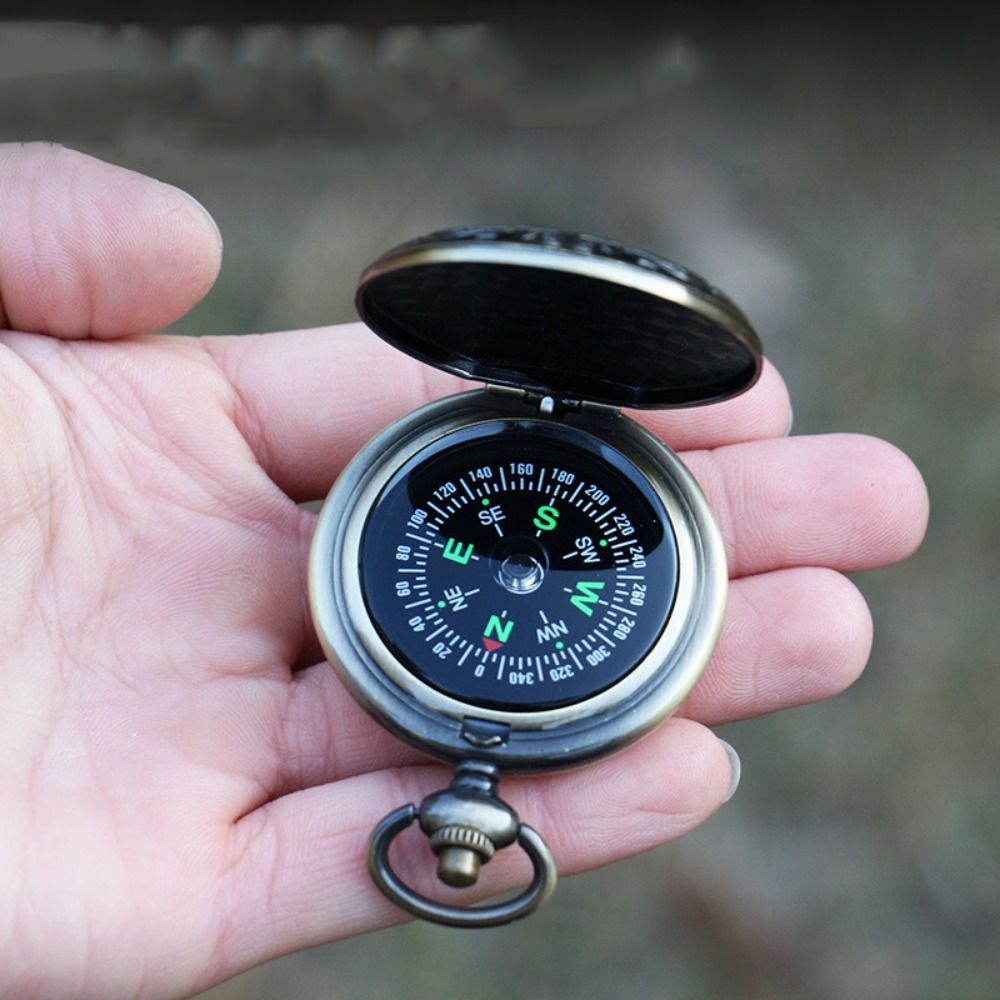 Vintage Pocket Compass With Chain For Hiking, Camping Navigation And Outdoor Survival 4